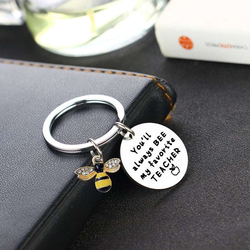 YeeQin Teacher Gifts From Kids You Will Always Bee My Favorite Teacher Keyring Teacher Appreciation Keychain (Favorite teacher) - Image 3